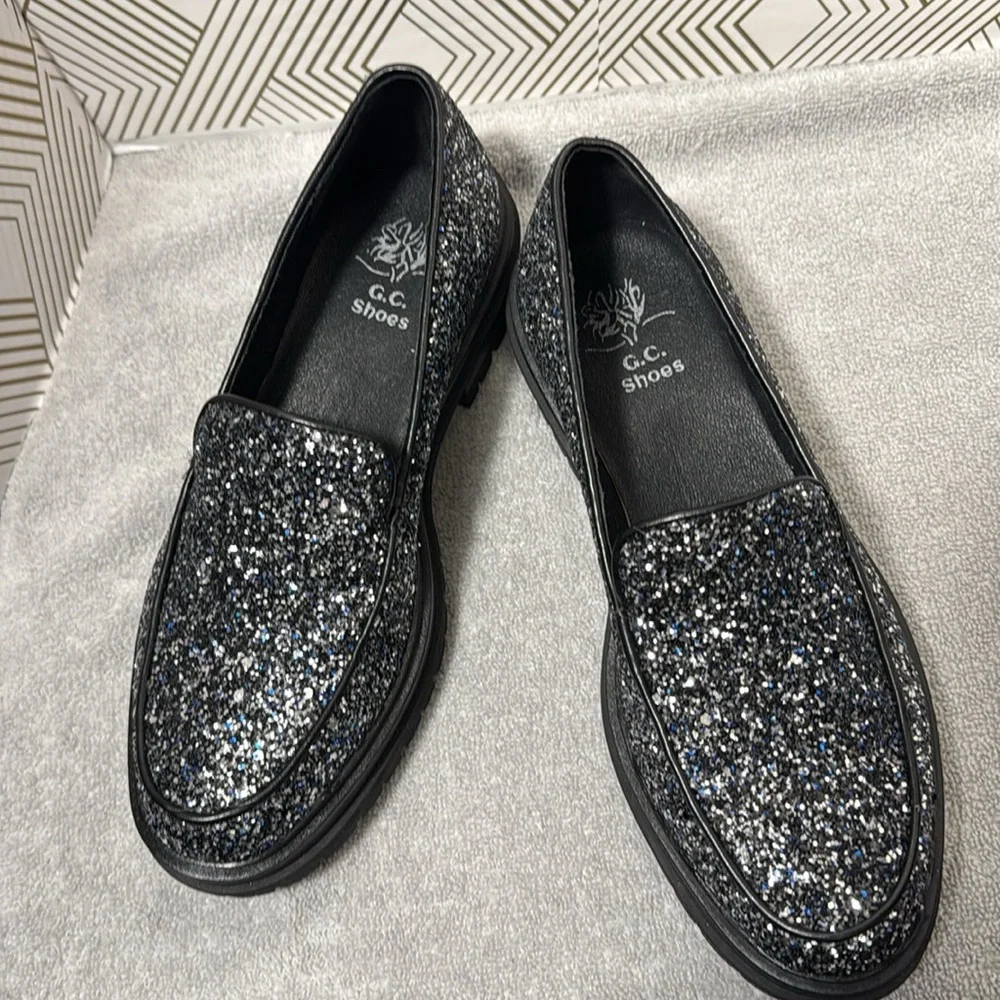 GC shoes women GC Morgan Glitter Lug Sole slip on loafer‎ size 7